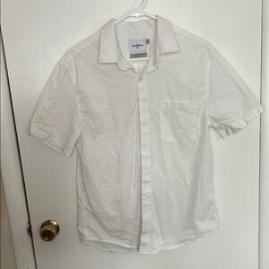 Goodfellow & Co White Short Sleeve Button-Down Shirt Medium